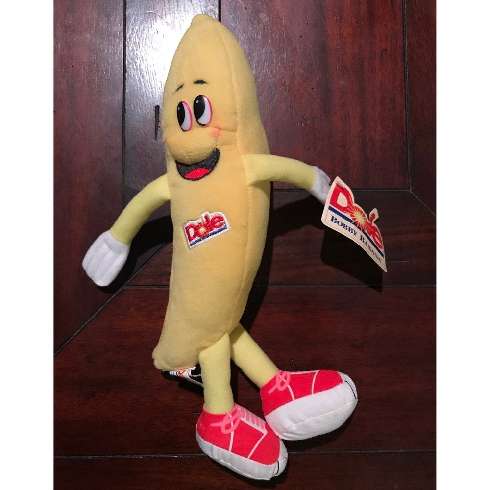 Vintage Dole Bobby Banana Plush Stuffed Toy Fruit Mascot Yellow Red Sneakers NWT